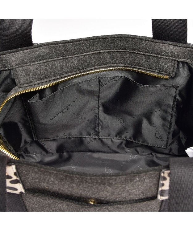 LA BAGAGERIE フェルト×カウヘアートート グレー