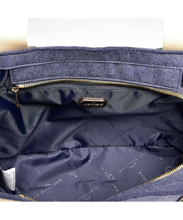 LA BAGAGERIE フェルト×カウヘアートート ネイビー