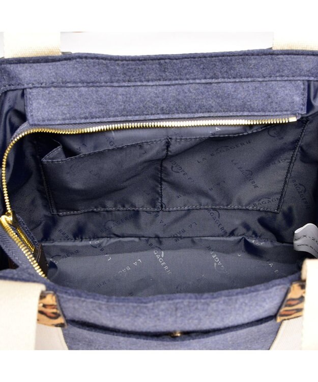 LA BAGAGERIE フェルト×カウヘアートート ネイビー