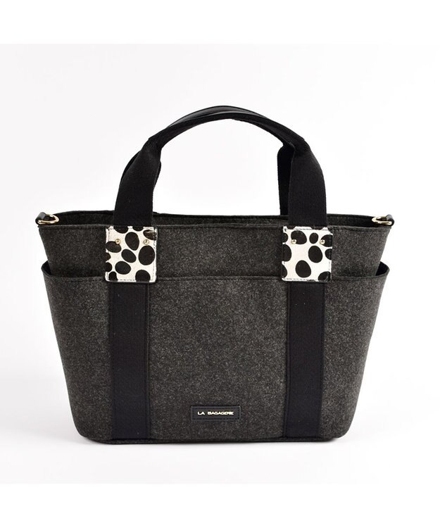 LA BAGAGERIE フェルト×カウヘアートート グレー