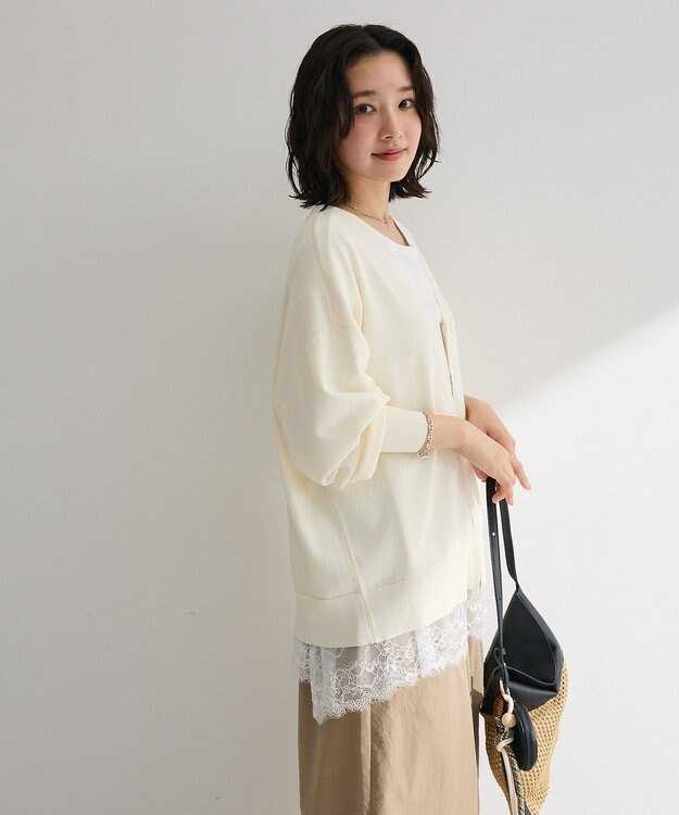 Green Parks ＶネックＺＩＰカーディガン Off White