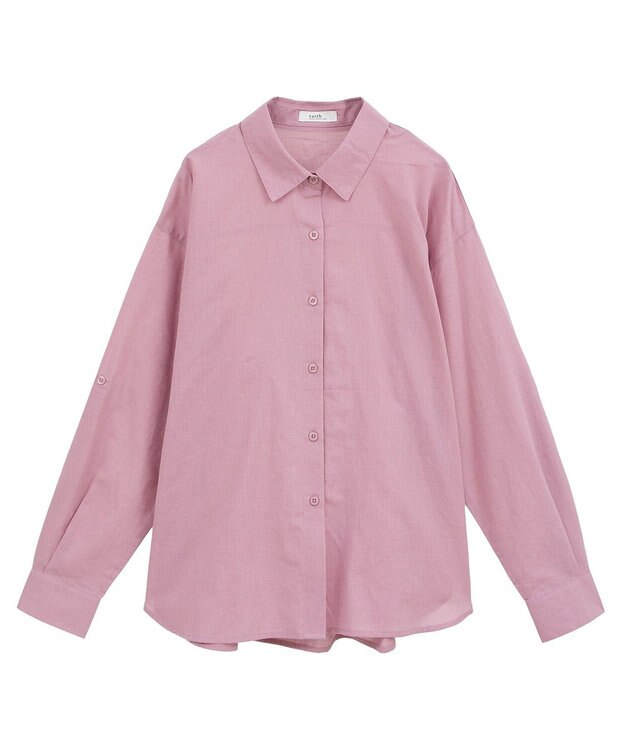 earth music&ecology 【接触冷感】綿麻混ベーシックシャツ Pink