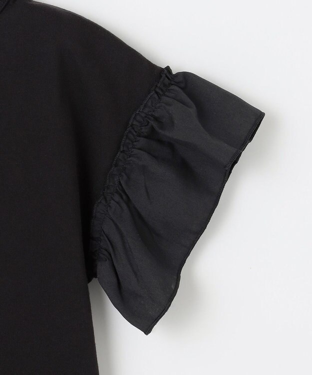 ANY KIDS パール襟 袖フリル Ｔシャツ ブラック