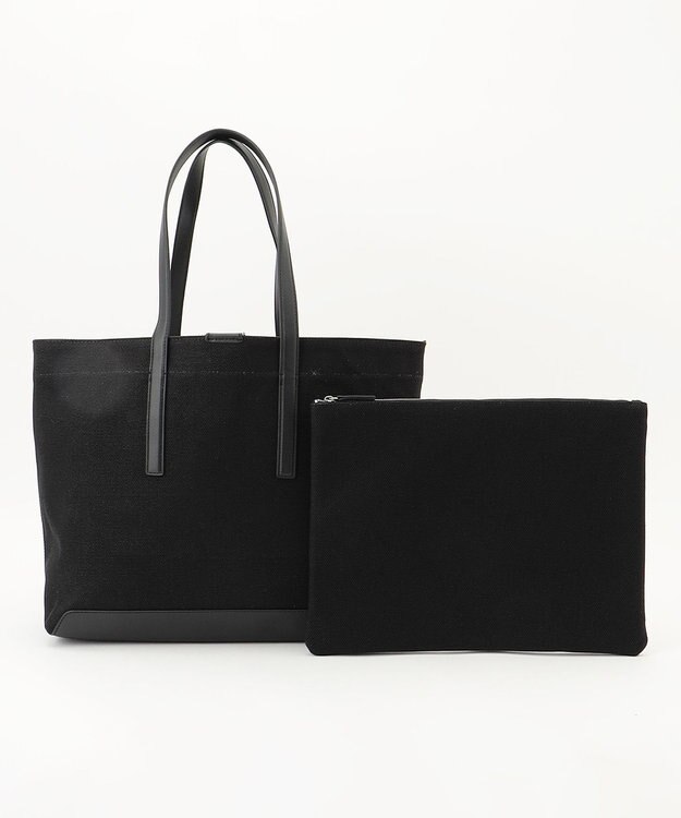 ICB ポーチ付き キャンバストート バッグ ブラック系