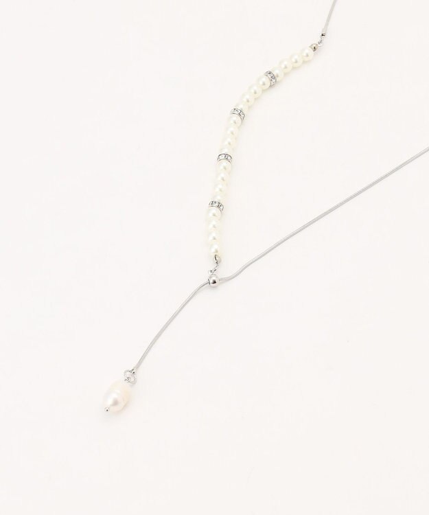 ANY SIS パール調ラリエット ネックレス シルバー