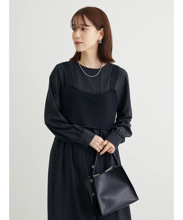 Green Parks Ｂ．ＳＥＴ２点ニットジレ＋ワンピース Black