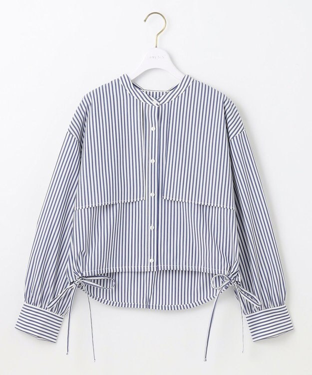 ANY SIS L 【UVカット・接触冷感・速乾】クロップトヨークハオリ シャツ ネイビーストライプ