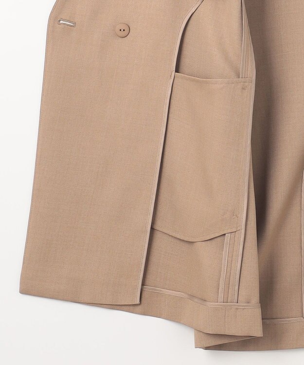 自由区 L 【接触冷感・速乾・UVケア・撥水・防シワ】リネンライクツィル ジレ キャメル系