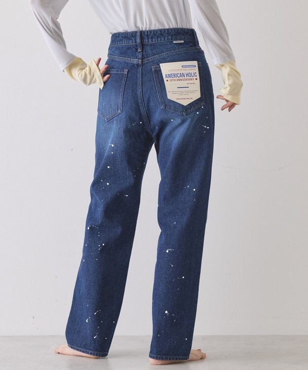 AMERICAN HOLIC ルーズストレートペイントデニム Indigo