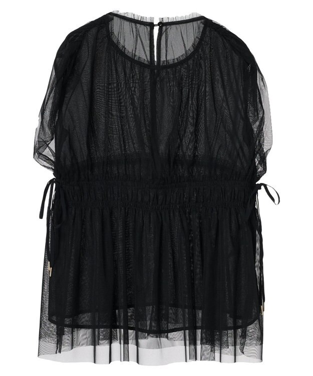 YECCA VECCA チュールギャザーブラウス Brown