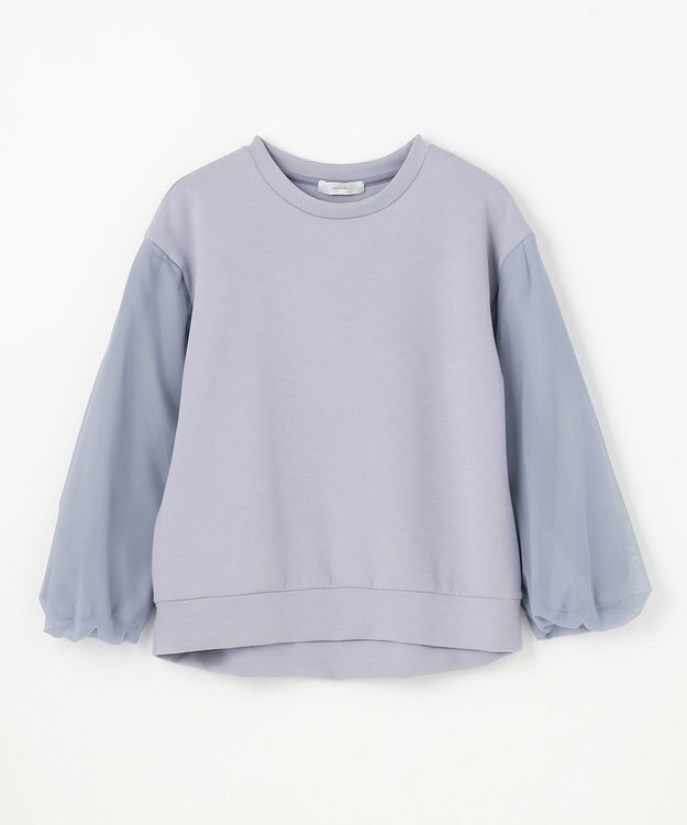 ANY L 【洗濯機可】チュールコンビダンボールプルオーバー ブルーグレー