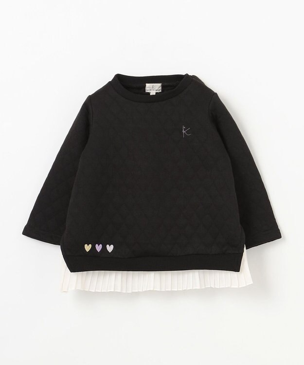 組曲 KIDS 【90-100㎝】ハートキルトジャガード トレーナー ブラック系