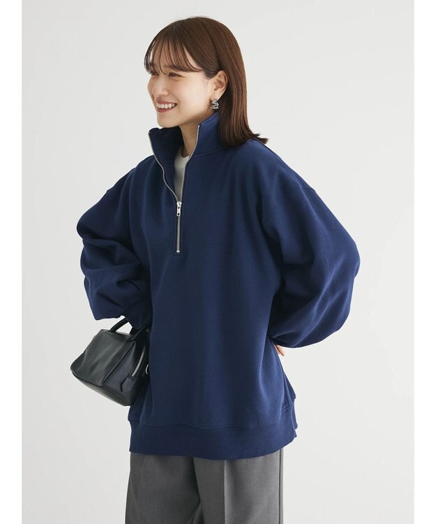 Green Parks ・ＳＵＧＡＲ　ＳＰＯＯＮ　ウラキモウハーフＺＩＰスウェット Navy