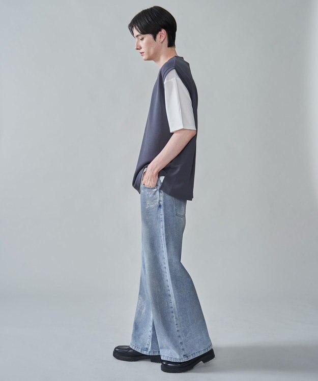 WEGO 【２点セット/ベスト×Tシャツ】アンサンブルベスト（SS） ブラック中濃色