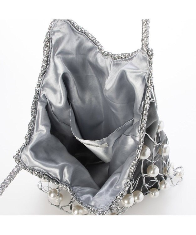 UNBILLION カカトゥ kakatoo / パール風ビーズ編み込メッシュバッグ シルバー