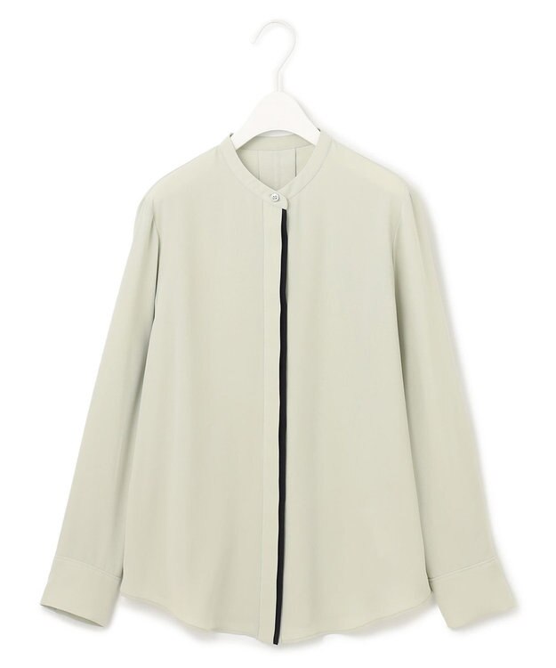 ICB 【WEB限定カラーあり・速乾・洗える】BackSatinAmunzen バンドカラーブラウス ピスタチオ系