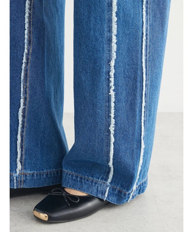 Green Parks ・Ｄｏｕｂｌｅ　Ｆｌａｇｓフリンジラインストレートデニム Indigo