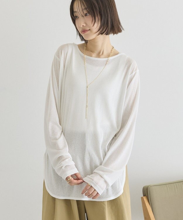 AMERICAN HOLIC ラウンドカットシアープルオーバー Off White