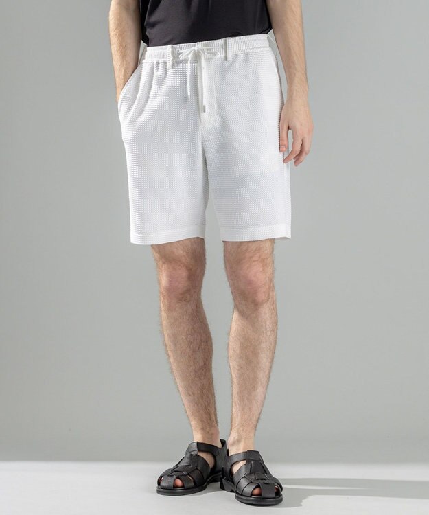 JOSEPH HOMME 新型【オリジナル素材/シワになりにくい/ウエストゴム仕様】 ライトタックジャージー ドロスト付シートパンツ / BERMUDA ホワイト系