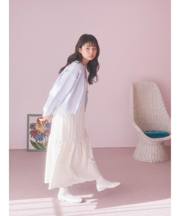 earth music&ecology バイカラースポンディッシュカーディガン Sax