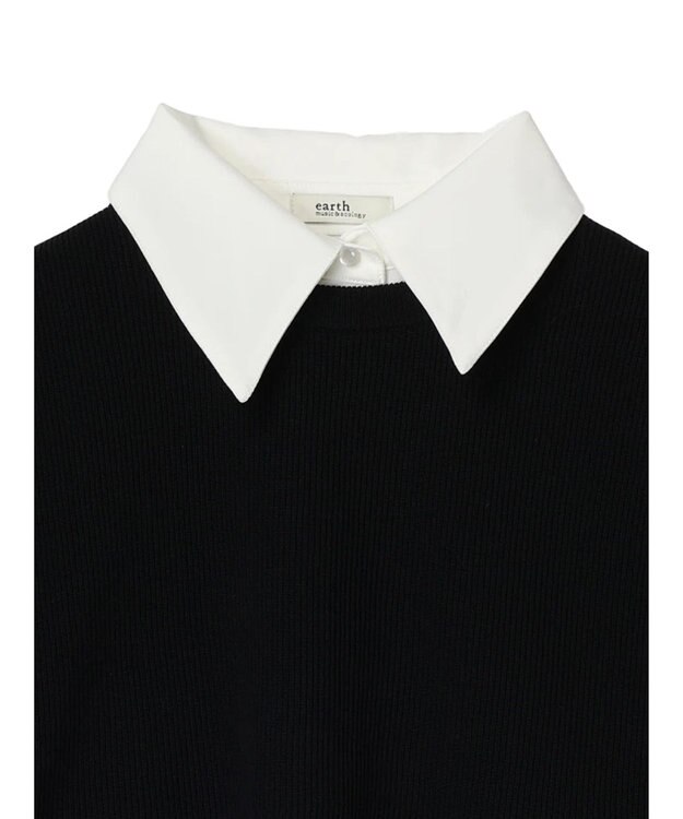 earth music&ecology ＳＥＴ２点ニットベスト＋シャツ Black