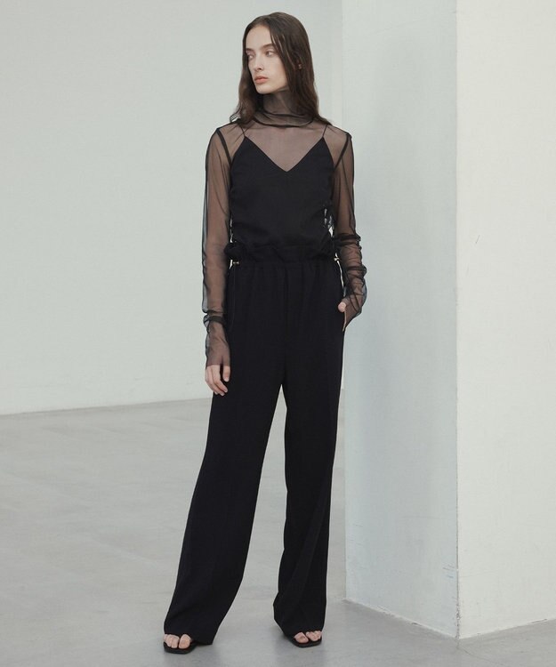 BEIGE， 【洗える・Precious 7月号掲載】ABELIA / コットンVラインカップ付きキャミソール Black