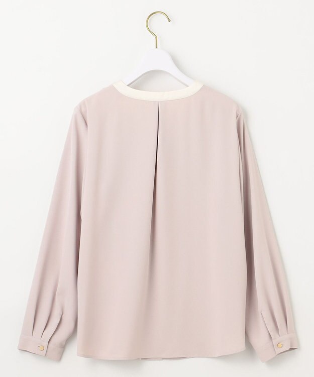 ANY SIS S 【洗える】フロントタック ブラウス ローズグレー×アイボリー