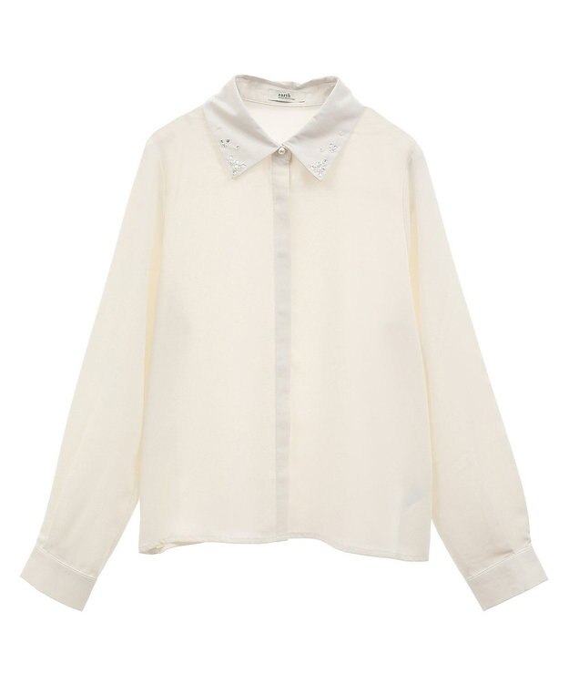 earth music&ecology 襟ビジューブラウス Off White