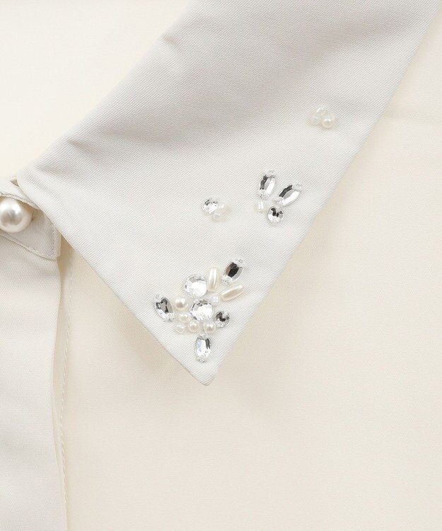 earth music&ecology 襟ビジューブラウス Off White