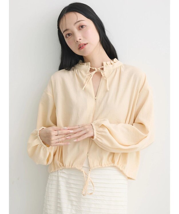 earth music&ecology カフタンフリルブラウス Yellow
