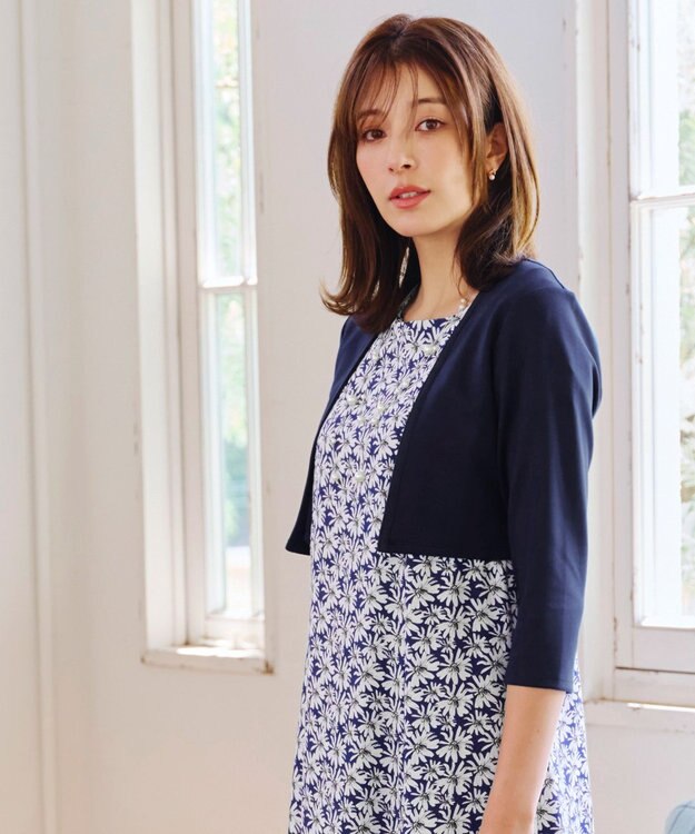 Tiaclasse 【UVカット・吸水速乾】 “きれい見え” カットソーストレートボレロ ネイビー