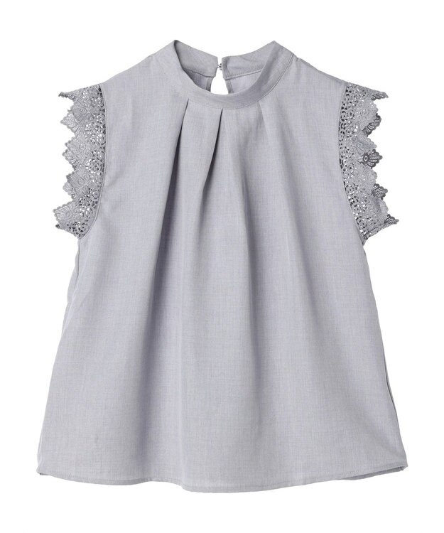 Green Parks ・ＥＬＥＮＣＡＲＥ　ＤＵＥ　リネンライクレースブラウス Gray