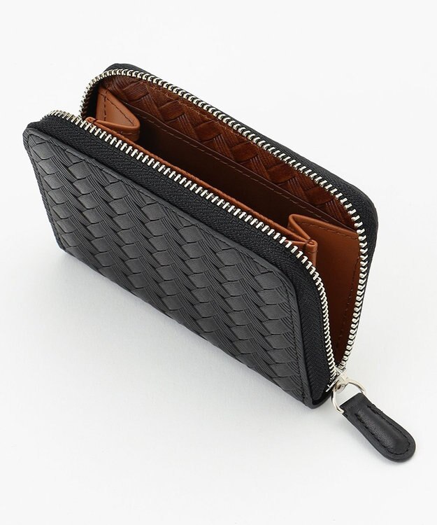 JOSEPH ABBOUD 【コインケース】カウレザー エンボスメッシュ ブラック系