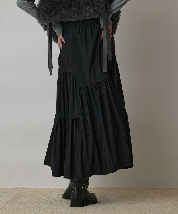 GRACE CONTINENTAL ティアードロングスカート ブラック