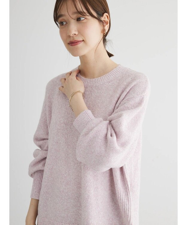 Green Parks ラメ糸ミックスニットプルオーバー Pink