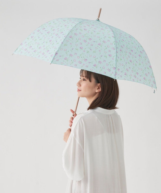 MOONBAT estaa 【耐風】長傘 ダンシングフラワー UV サックスブルー