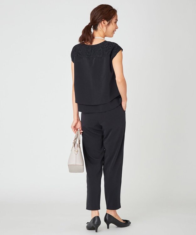 ANY フレンチスリーブブラウス×パンツ セットアップ ネイビー系