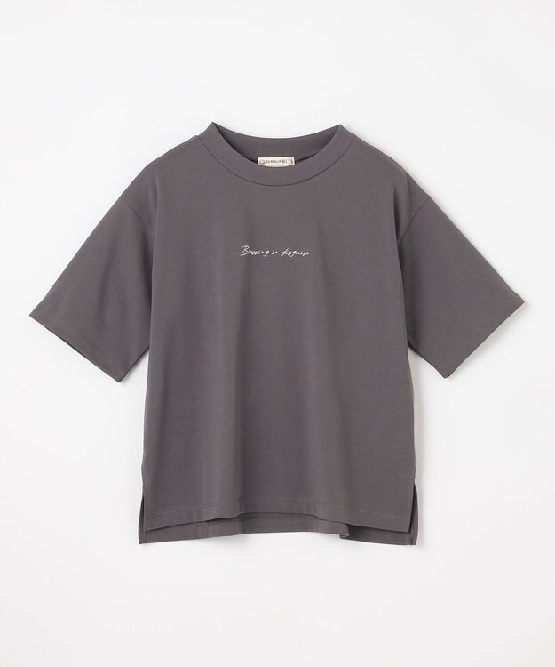 ANY L オーガビッツ刺繍ロゴＴシャツ チャコール