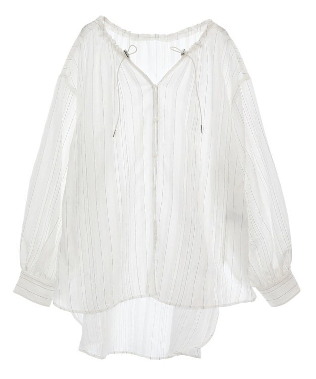 Green Parks ドロストネックシアーストライプチュニック Off White