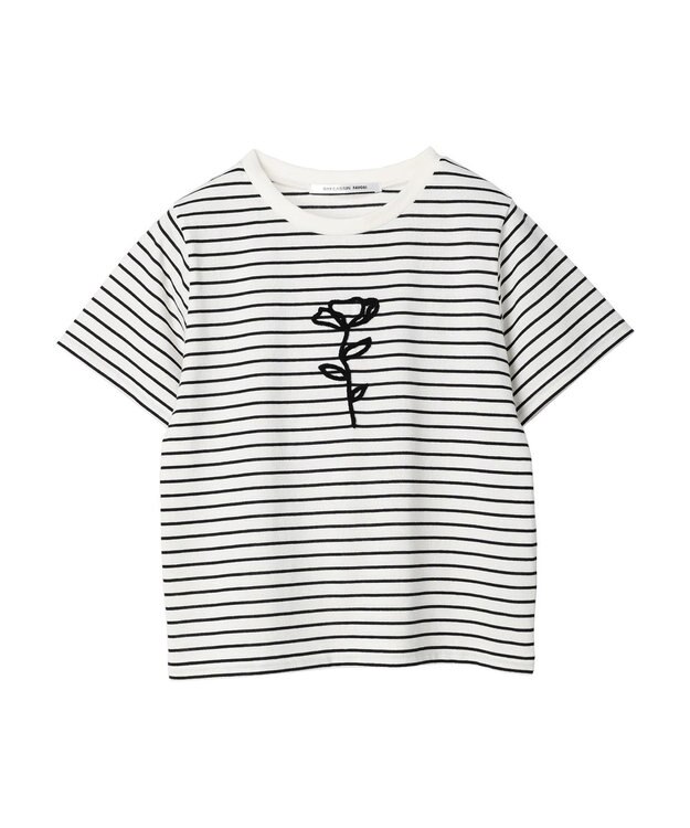Green Parks ・ＲＡＹ　ＣＡＳＳＩＮ　フラワーサガラ刺繍Ｔシャツ Border