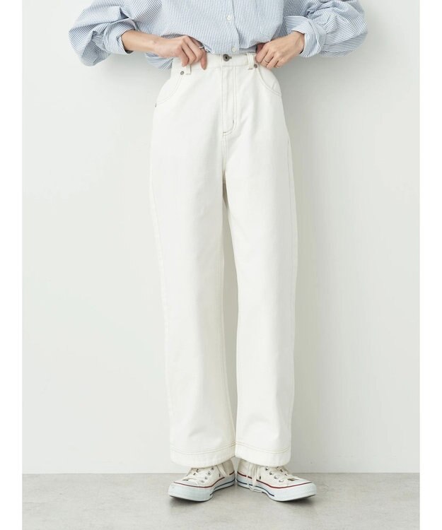 earth music&ecology コットンツイルバギーパンツ Off White