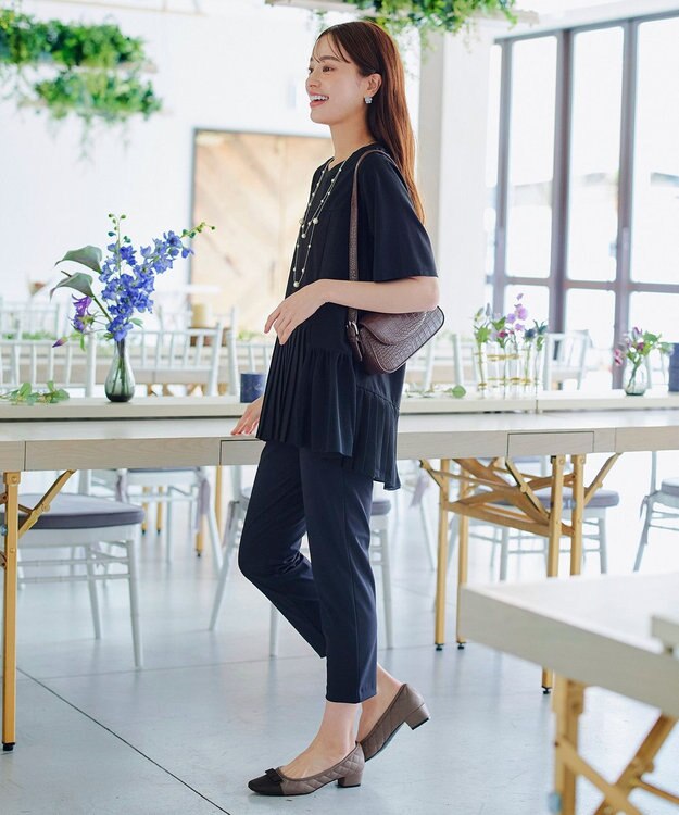 Tiaclasse 【安田美沙子さん着用・撥水】リボンキルティングパンプス　レインシューズ モカ