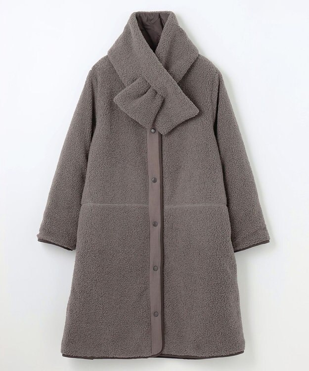 ANY L 【マフラー付き】キルトリバーシブルコート モカ