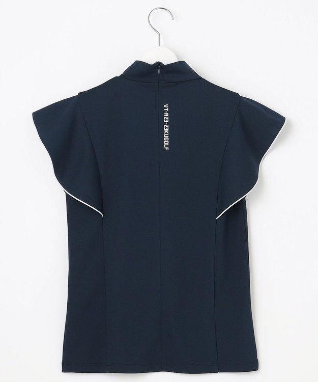 23区GOLF 【WOMEN】【吸水速乾】フレアスリーブ モックネックシャツ ネイビー系