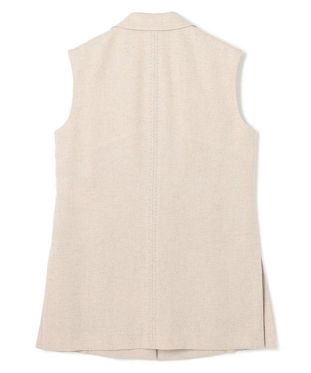 BEIGE， 【洗える】CAROLE / リネンライクノースリーブジレジャケット Sand