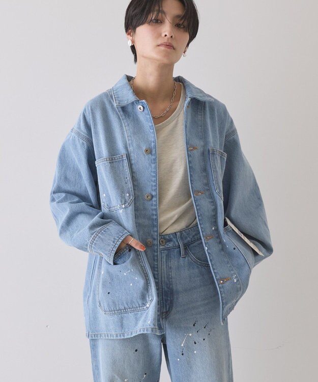 AMERICAN HOLIC ペイントデニムカバーオールジャケット Light Indigo