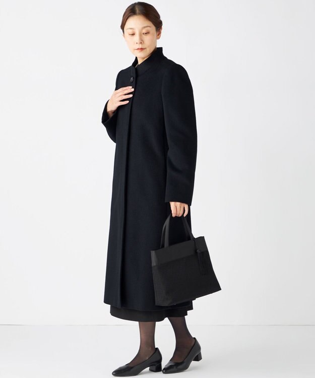 自由区 FORMAL スーパー１１０ジロンラム ロングコート ブラック系