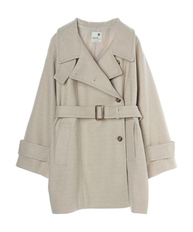 earth music&ecology ２ｗａｙカラーミドル丈コート Light Beige
