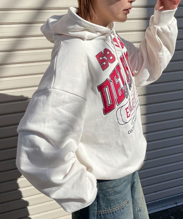 WEGO ロゴビッグプルパーカー ホワイトアイボリー