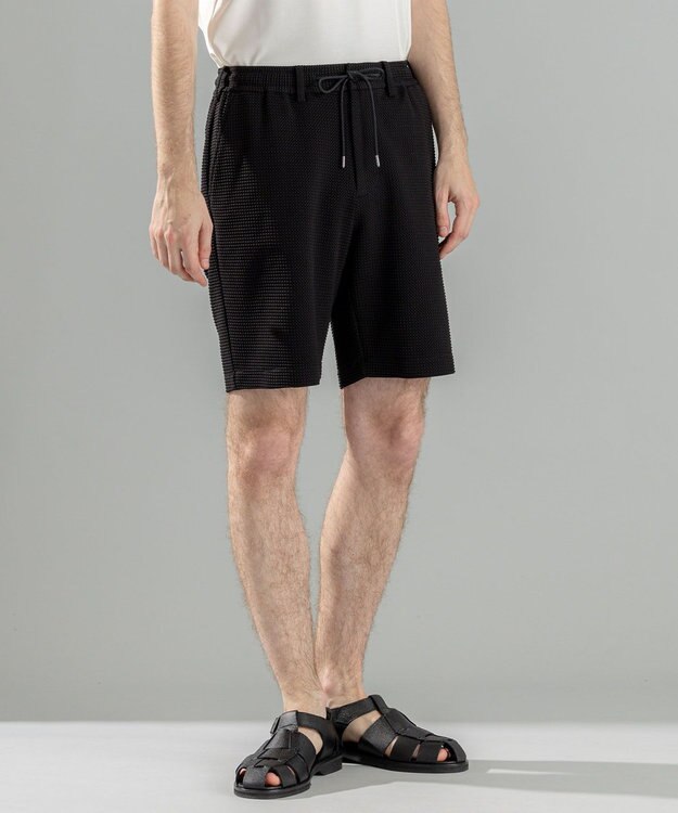 JOSEPH HOMME 新型【オリジナル素材/シワになりにくい/ウエストゴム仕様】 ライトタックジャージー ドロスト付シートパンツ / BERMUDA ブラック系